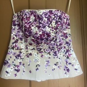 WHBM silky, purple floral corset sz 6